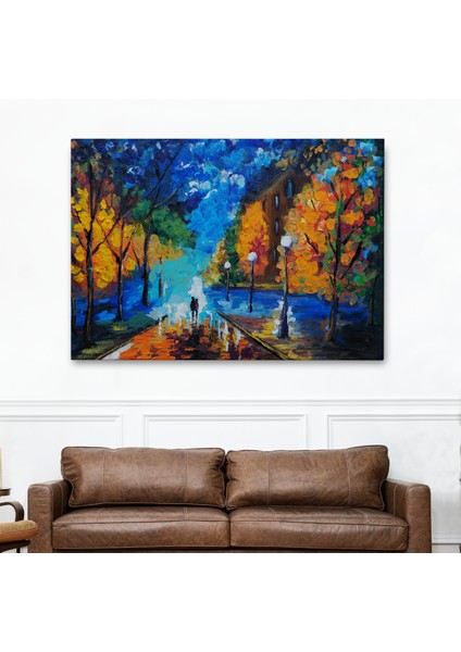 Gece Sokakta Yürüyen Sevgililer, Kanvas Duvar TABLOSU-1184 fiyatları