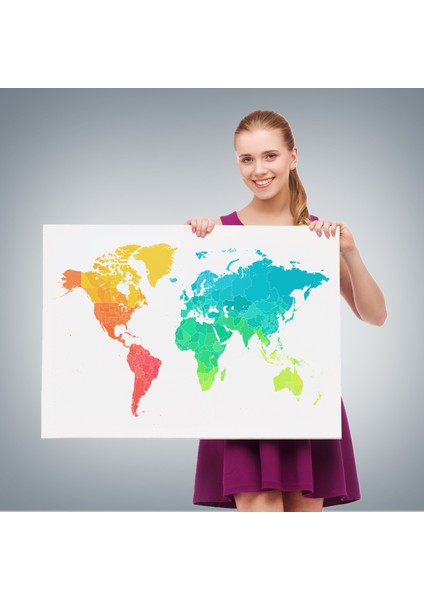 Dünya Haritası Dekoratif Kanvas Tablo 1107 fırsatları