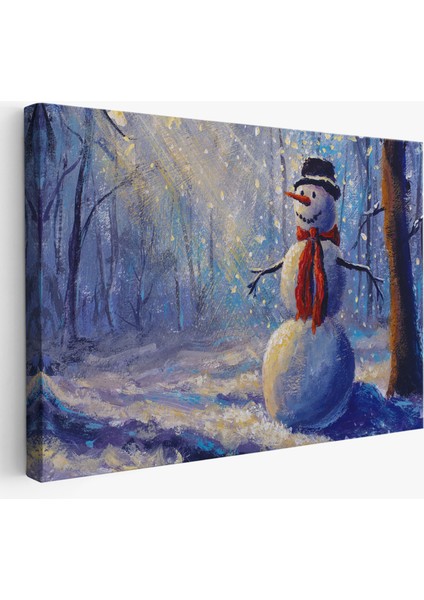 Ormanında Güneş Işınlarıyla Aydınlatılan Kardanadam TABLOSU-1239