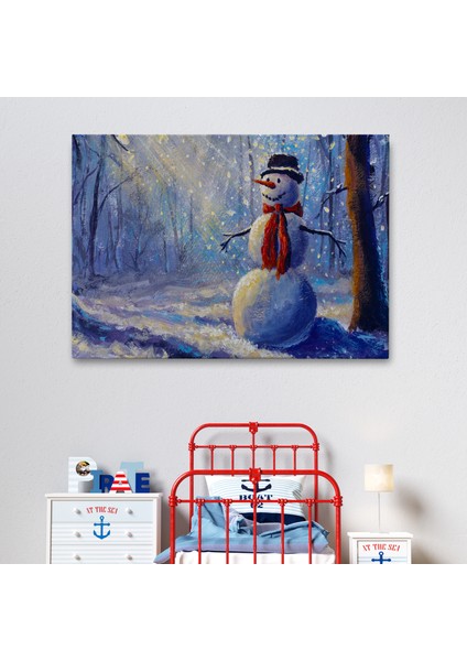 Ormanında Güneş Işınlarıyla Aydınlatılan Kardanadam TABLOSU-1239 fiyatları