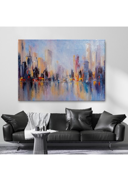 Su Yansimaları ve Şehir Yağlıboya Görünüm Dekoratif Kanvas Duvar TABLOSU-3626 fiyatları