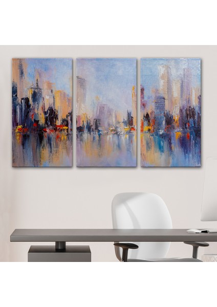 Su Yansimaları ve Şehir Yağlıboya Görünüm Dekoratif Kanvas Duvar TABLOSU-3626 modelleri