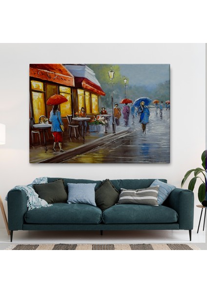 Yağmurlu Bir Gün Yağlıboya Görünüm Dekoratif Kanvas Duvar TABLOSU-3669 fiyatları