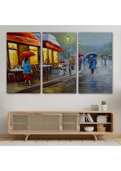 Yağmurlu Bir Gün Yağlıboya Görünüm Dekoratif Kanvas Duvar TABLOSU-3669 modelleri
