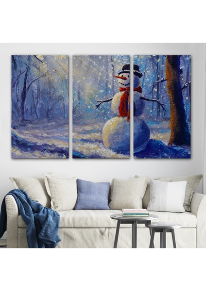 Ormanında Güneş Işınlarıyla Aydınlatılan Kardanadam TABLOSU-1239 modelleri