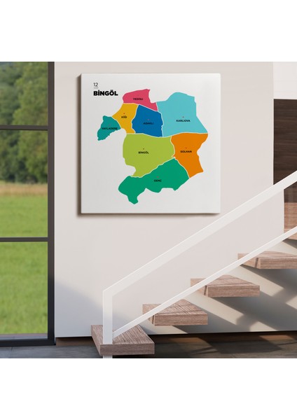 Bingöl Ili ve Ilçeler Haritası Dekoratif Kanvas Tablo 1294 fırsatları