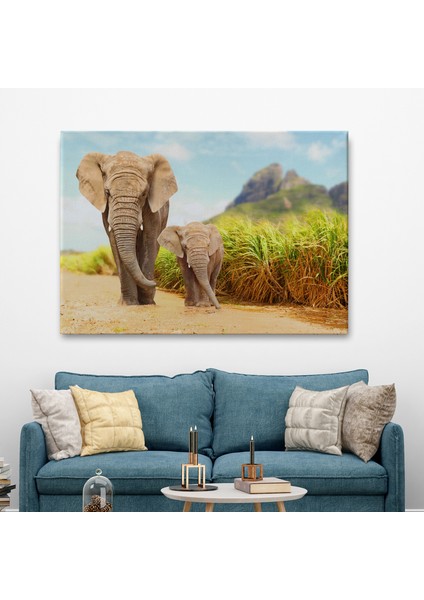 Fil ve Yavrusu Dekoratif Kanvas Tablo 1144 fiyatları
