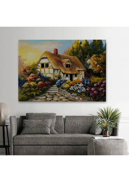 Bahçeli Orman Evi Yağlıboya Dekoratif Kanvas Duvar TABLOSU-3447 fiyatları