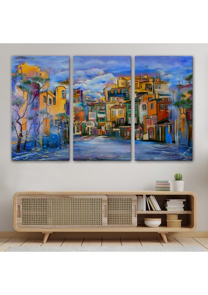 Bulutlu Avlu Yağlıboya Görünüm Dekoratif Kanvas Duvar TABLOSU-3451 modelleri