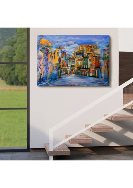 Bulutlu Avlu Yağlıboya Görünüm Dekoratif Kanvas Duvar TABLOSU-3451 indirimleri