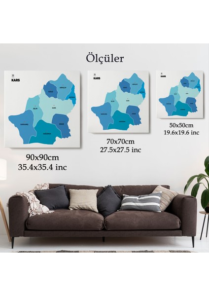 Kars Ili ve Ilçeler Haritası Dekoratif Kanvas Tablo 1381 indirimleri