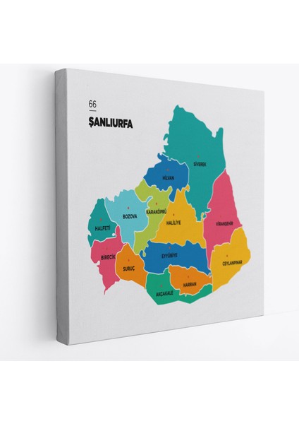 Şanlıurfa Ili ve Ilçeler Haritası Dekoratif Kanvas Tablo 1457
