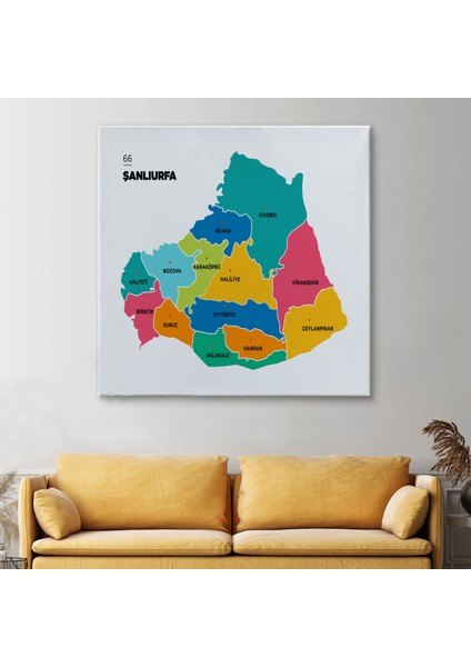 Şanlıurfa Ili ve Ilçeler Haritası Dekoratif Kanvas Tablo 1457