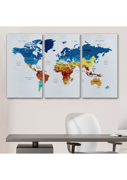 Dünya Haritası Dekoratif Kanvas Tablo Ülke ve Başkentli 1493 modelleri