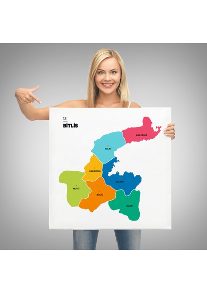Bitlis Ili ve Ilçeler Haritası Dekoratif Kanvas Tablo 1297 modelleri