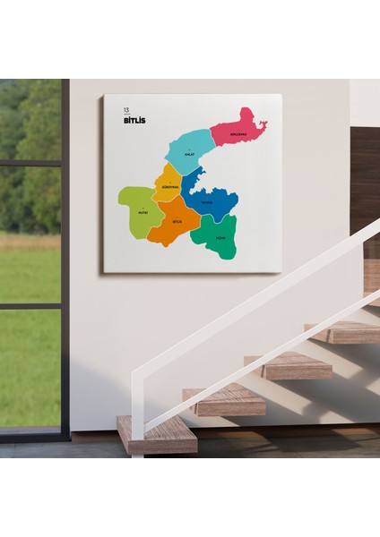 Bitlis Ili ve Ilçeler Haritası Dekoratif Kanvas Tablo 1297 fırsatları