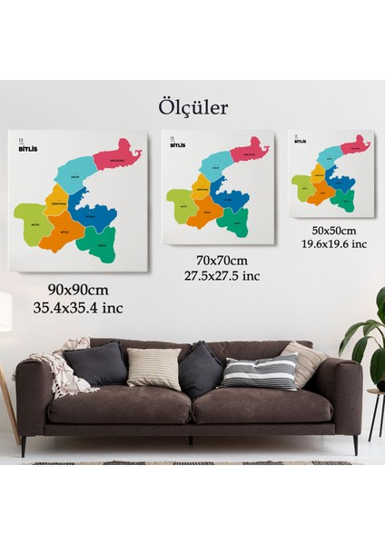 Bitlis Ili ve Ilçeler Haritası Dekoratif Kanvas Tablo 1297 indirimleri
