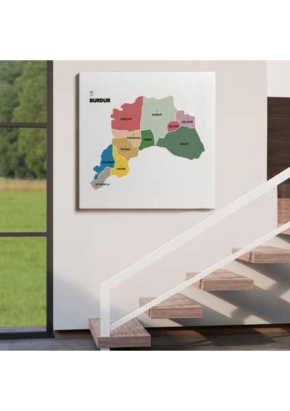 Burdur Ili ve Ilçeler Haritası Dekoratif Kanvas Tablo 1304 fırsatları