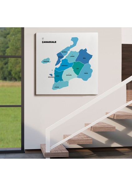 Çanakkale Ili ve Ilçeler Haritası Dekoratif Kanvas Tablo 1311 fırsatları