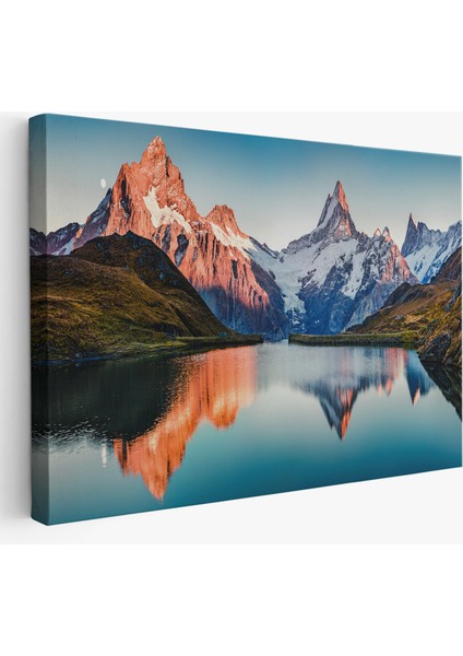 Bachalpsee Gölü ve Isviçre Alpleri Dekoratif Kanvas Duvar TABLOSU-3624