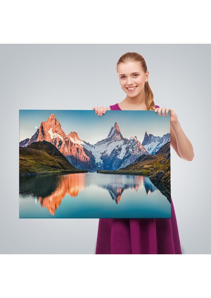 Bachalpsee Gölü ve Isviçre Alpleri Dekoratif Kanvas Duvar TABLOSU-3624 fırsatları