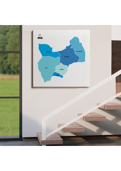 Muş Ili ve Ilçeler Haritası Dekoratif Kanvas Tablo 1426 fırsatları