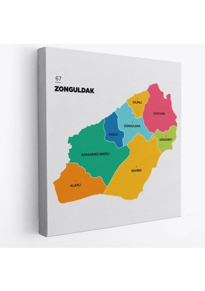 Zonguldak Ili ve Ilçeler Haritası Dekoratif Kanvas Tablo 1487