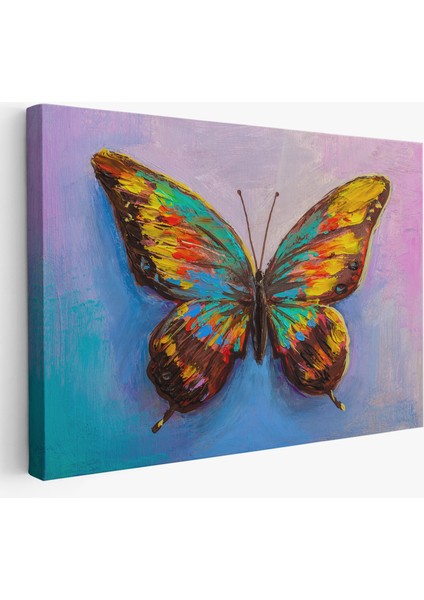 Renkli Kelebek Yağlıboya Görünüm Dekoratif Kanvas Duvar TABLOSU-3628