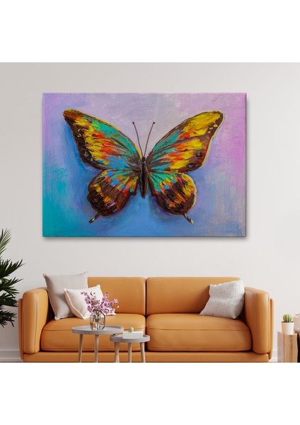 Renkli Kelebek Yağlıboya Görünüm Dekoratif Kanvas Duvar TABLOSU-3628 fiyatları