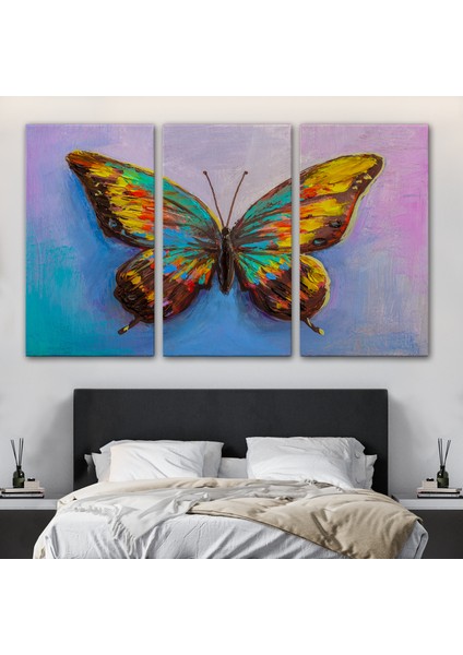 Renkli Kelebek Yağlıboya Görünüm Dekoratif Kanvas Duvar TABLOSU-3628 modelleri