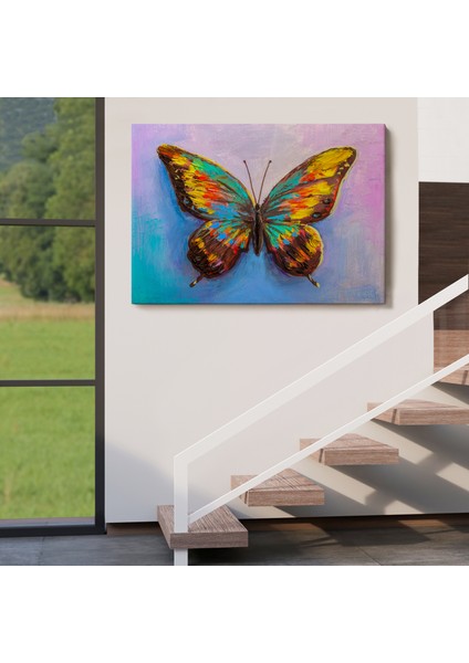 Renkli Kelebek Yağlıboya Görünüm Dekoratif Kanvas Duvar TABLOSU-3628 indirimleri