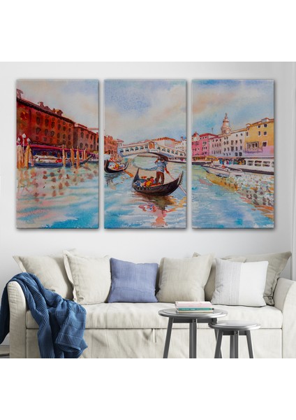 Venedik Kanalın Da Gondollar Yağlıboya Görünüm Dekoratif Kanvas Duvar TABLOSU-3660 modelleri