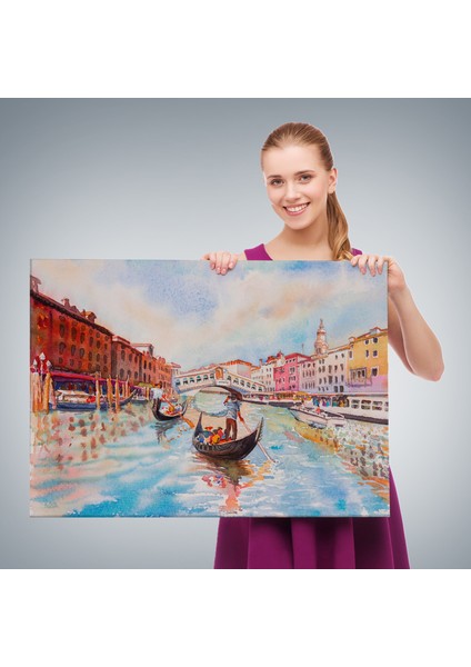 Venedik Kanalın Da Gondollar Yağlıboya Görünüm Dekoratif Kanvas Duvar TABLOSU-3660 fırsatları