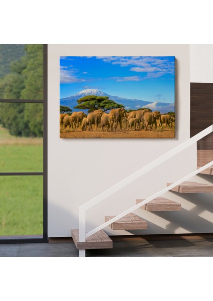 Fil Sürüsü Dekoratif Kanvas Tablo 1143 indirimleri