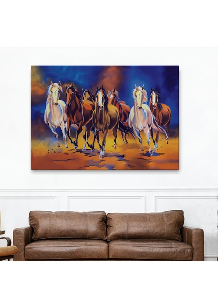 Koşan Atlar Yağlıboya Görünüm Dekoratif Kanvas TABLO-3630 fiyatları