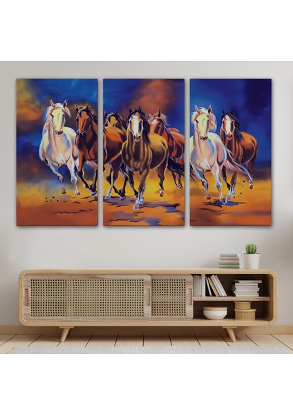 Koşan Atlar Yağlıboya Görünüm Dekoratif Kanvas TABLO-3630 modelleri