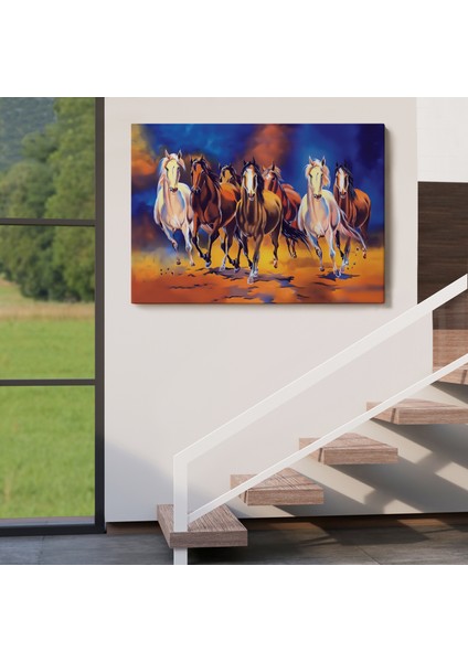 Koşan Atlar Yağlıboya Görünüm Dekoratif Kanvas TABLO-3630 indirimleri