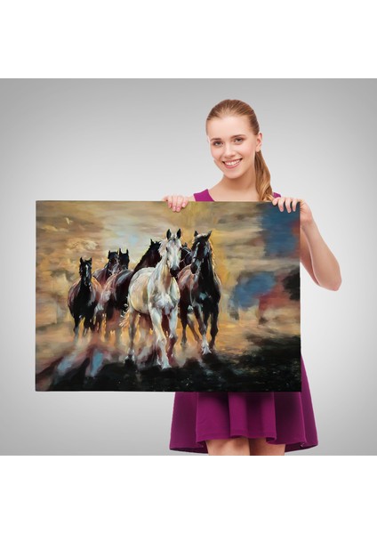 Koşan Atlar Dekoratif Duvar TABLOSU-3670 fırsatları