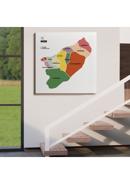 Rize Ili ve Ilçeler Haritası Dekoratif Kanvas Tablo 1440 fırsatları