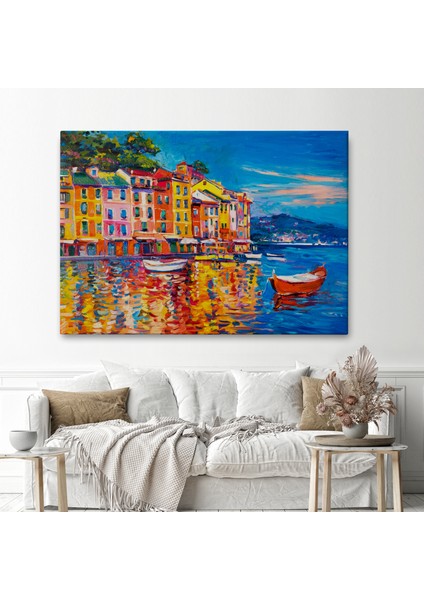 Deniz De Tekneler Yağlıboya Görünüm Dekoratif Kanvas Duvar TABLOSU-3457 fiyatları