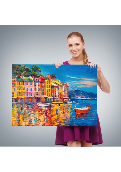 Deniz De Tekneler Yağlıboya Görünüm Dekoratif Kanvas Duvar TABLOSU-3457 fırsatları