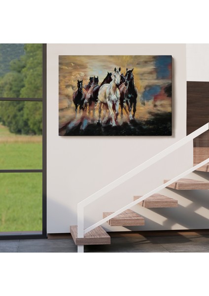 Koşan Atlar Dekoratif Duvar TABLOSU-3670 indirimleri