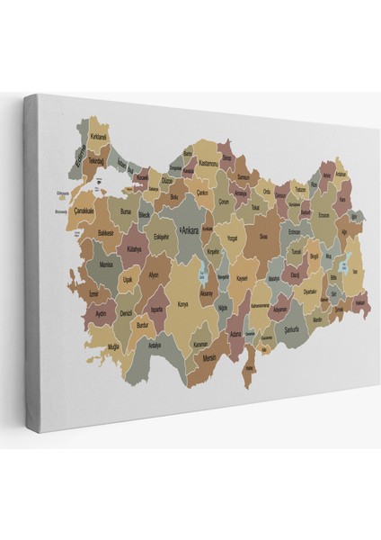 Türkiye Haritası Kanvas Tablo Eğitici ve Öretici Dekoratif Tablo Tablo 3134