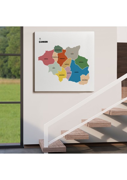 Çankırı Ili ve Ilçeler Haritası Dekoratif Kanvas Tablo 1313 fırsatları