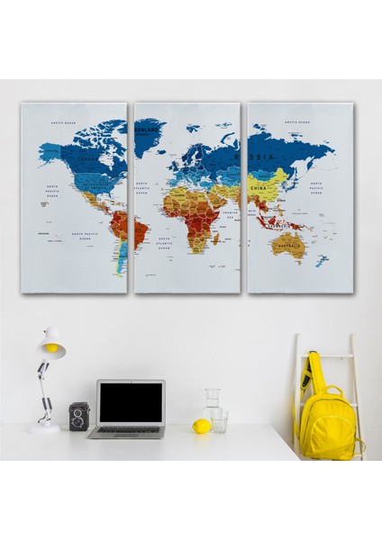 Dünya Haritası Dekoratif Kanvas Tablo Son Derece Detaylı ve Eğitici 1569 modelleri