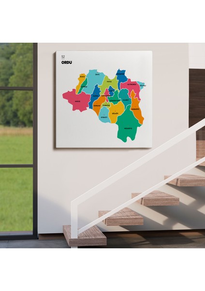 Ordu Ili ve Ilçeler Haritası Dekoratif Kanvas Tablo 1433 fırsatları