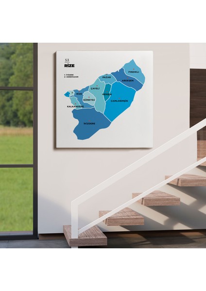 Rize Ili ve Ilçeler Haritası Dekoratif Kanvas Tablo 1441 fırsatları
