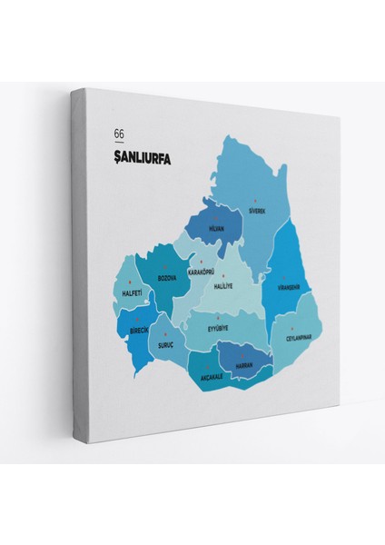 Şanlıurfa Ili ve Ilçeler Haritası Dekoratif Kanvas Tablo 1459