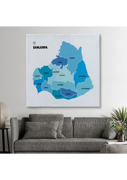 Şanlıurfa Ili ve Ilçeler Haritası Dekoratif Kanvas Tablo 1459 fiyatları