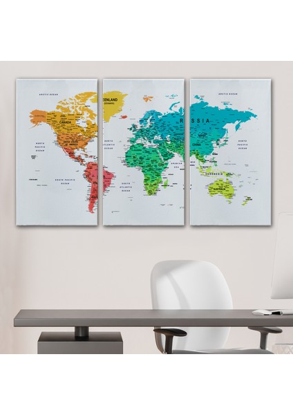 Dünya Haritası Dekoratif Kanvas Tablo Son Derece Detaylı ve Eğitici 1602 modelleri